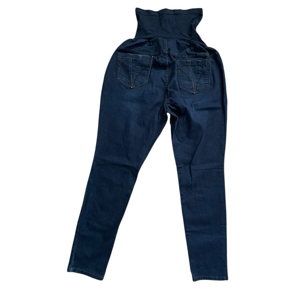 Indigo Blue Full panel Belly Maternity Jeans Dark Denim Stretchy Womens XL blue - Picture 3 of 5